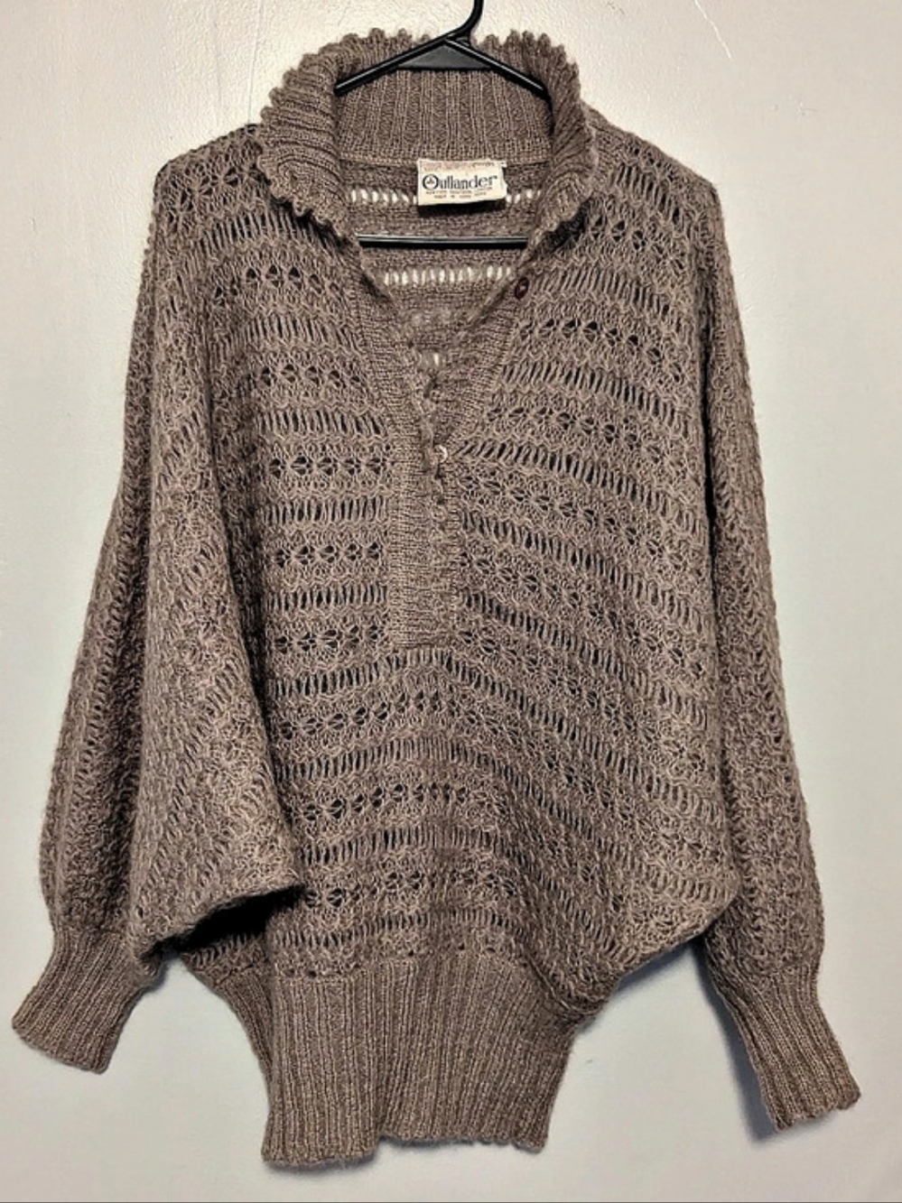 Outlander Open Knit Button Front Cardigan in Brown Like New